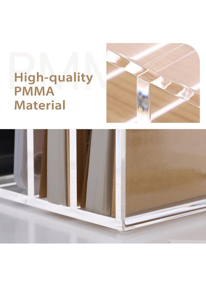 SANRUI Clear Desktop File Organizer 5 Compartments Acrylic Office Document Sorter Mails Storage Multifunction Letter Folder Racks Holders For Officehome School Desk Organization - Image 5