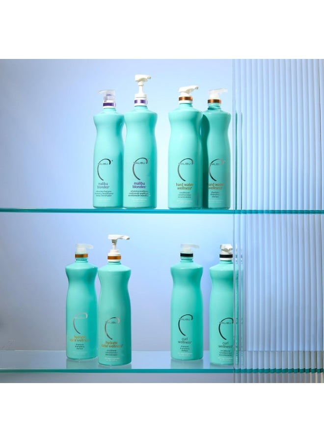 Malibu C Hard Water Wellness Shampoo and Conditioner Duo - Hydrating Hair Care for Shine & Manageability - Protects from Waterborne Elements That Cause Dry, Damaged Hair (33.8oz) - Image 3