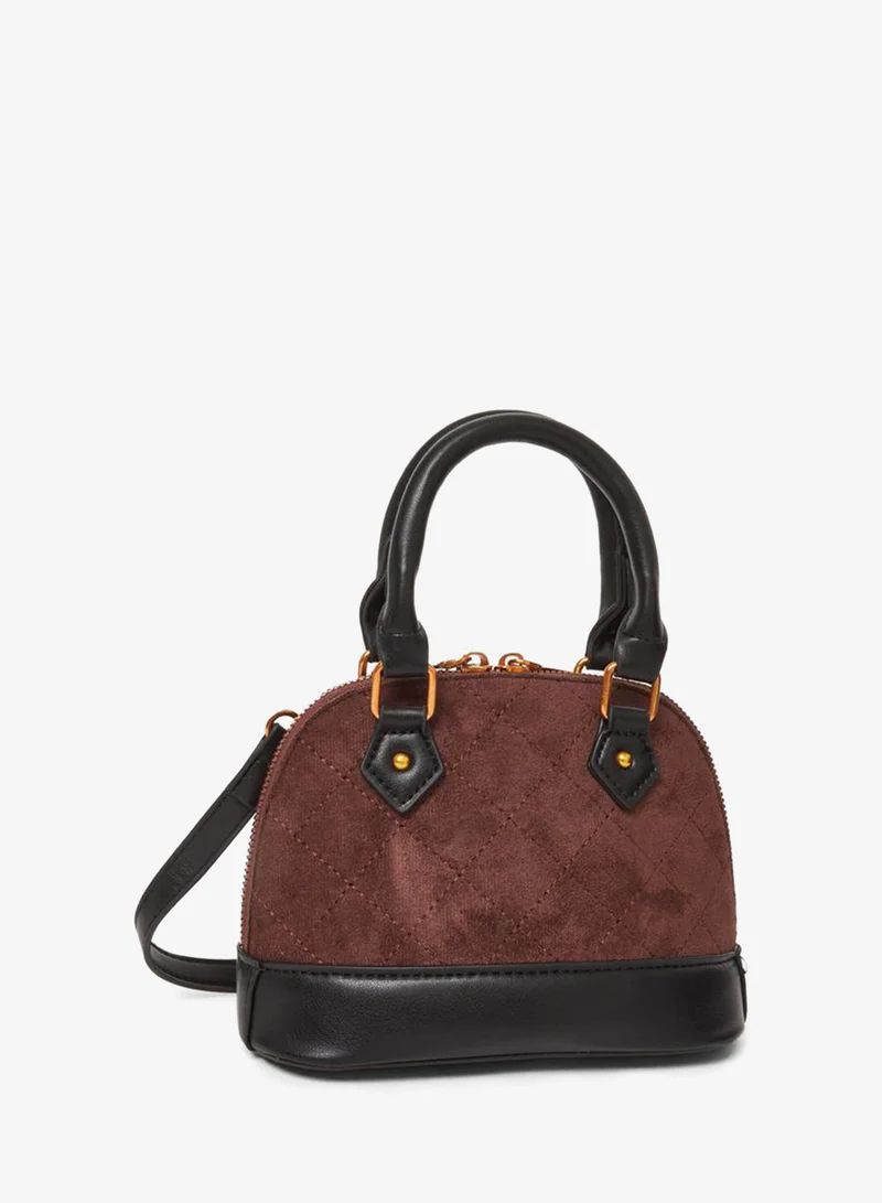 Styli Coffee Brown Quilted Dome Handbag
