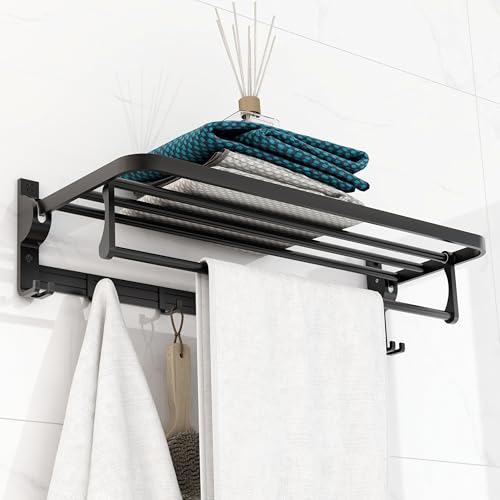 Plantex Aluminium Towel Holder in Bathroom/Towel Hanger/Hanger for Cloth/Bathroom Accessories (22 inch -Black) - Image 1