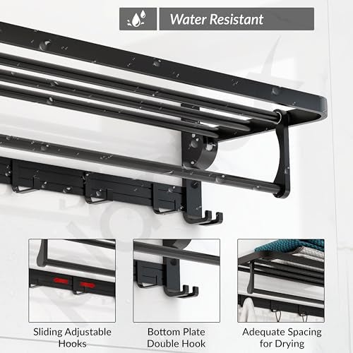 Plantex Aluminium Towel Holder in Bathroom/Towel Hanger/Hanger for Cloth/Bathroom Accessories (22 inch -Black) - Image 3