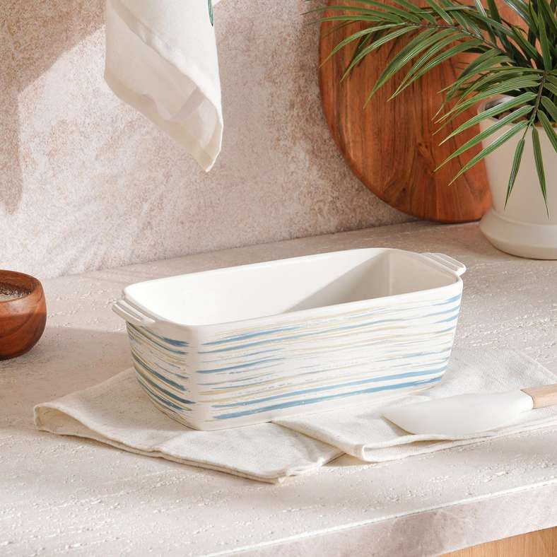 Pan Home صينية خبز بتصميم حلزوني - أبيض وأزرق