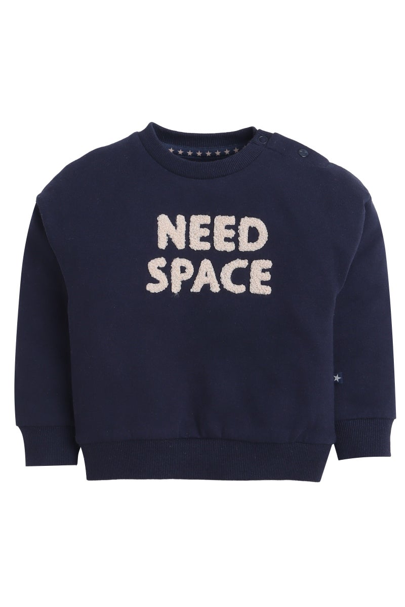 Dirkje Baby Boys “Need Space” Fleece Tracksuit – Navy & Cream 2-Piece Set - Image 3