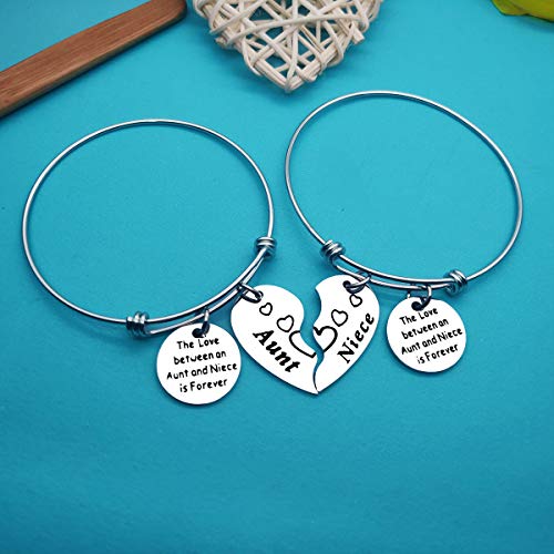 Xiahuyu Aunt and Niece Gifts Bracelets The Love between a Aunt and Niece is Forever Bangle Bracelet Gifts Mothers Day Birthday Christmas Gift Auntie Gift fromNiece - Image 2