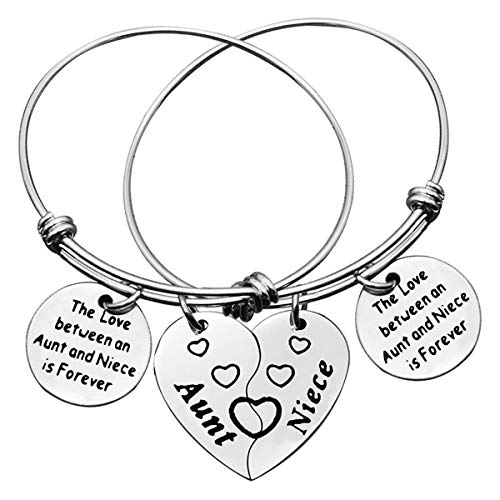 Xiahuyu Aunt and Niece Gifts Bracelets The Love between a Aunt and Niece is Forever Bangle Bracelet Gifts Mothers Day Birthday Christmas Gift Auntie Gift fromNiece - Image 1