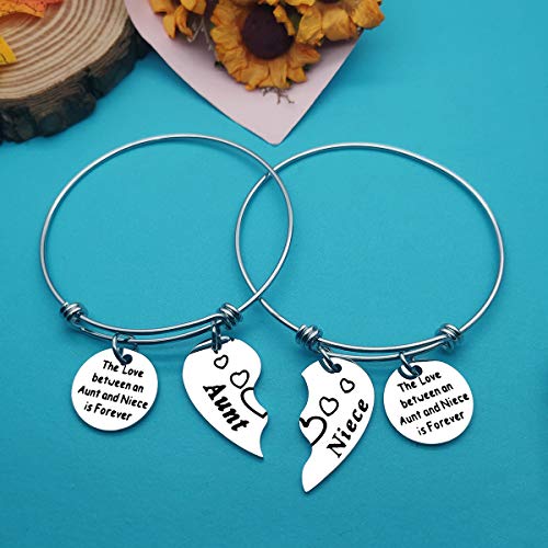 Xiahuyu Aunt and Niece Gifts Bracelets The Love between a Aunt and Niece is Forever Bangle Bracelet Gifts Mothers Day Birthday Christmas Gift Auntie Gift fromNiece - Image 4