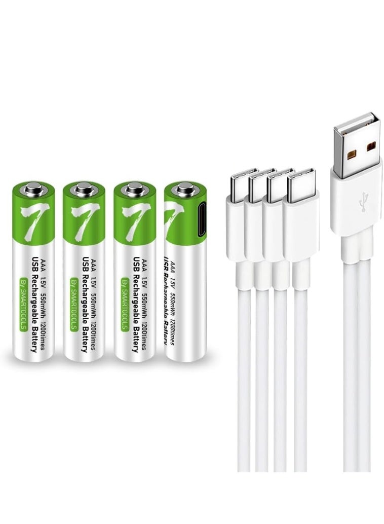 Genaric AAA Batteries 4 Pack 1.5V 2600mAh Lithium-Ion Rechargeable AAA Batteries, High Capacity 1.5H AA Rechargeable Battery, 1200 Cycles Fast Charging With Type-C Port Cable, Stable Output, 4 Pack  - Image 1