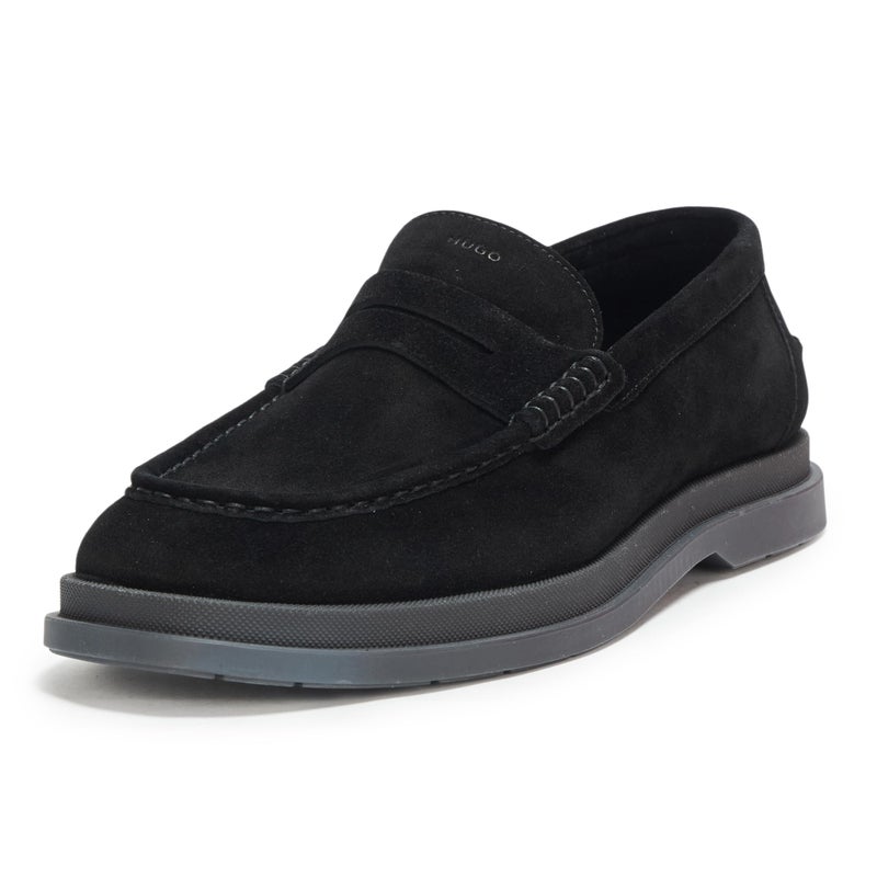 HUGO Chaol Suede Moccasin Loafer Black 11