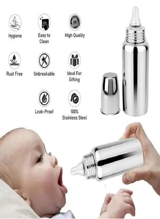 RB POINT The First Bottle Choosing Stainless Steel for Newborns Milk Feeding Bottle with Stainless-Steel & BPA-Free Sipper Niple (1 Botle+5 Niples) - Image 4