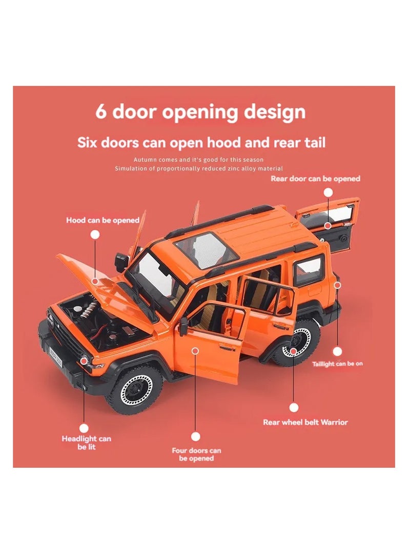 توي لاند نموذج سيارة رياضية متعددة الاستخدامات مصبوب بمقياس 1:24 مع أضواء وأصوات وخاصية السحب للخلف - فتح الأبواب وغطاء المحرك - Image 3