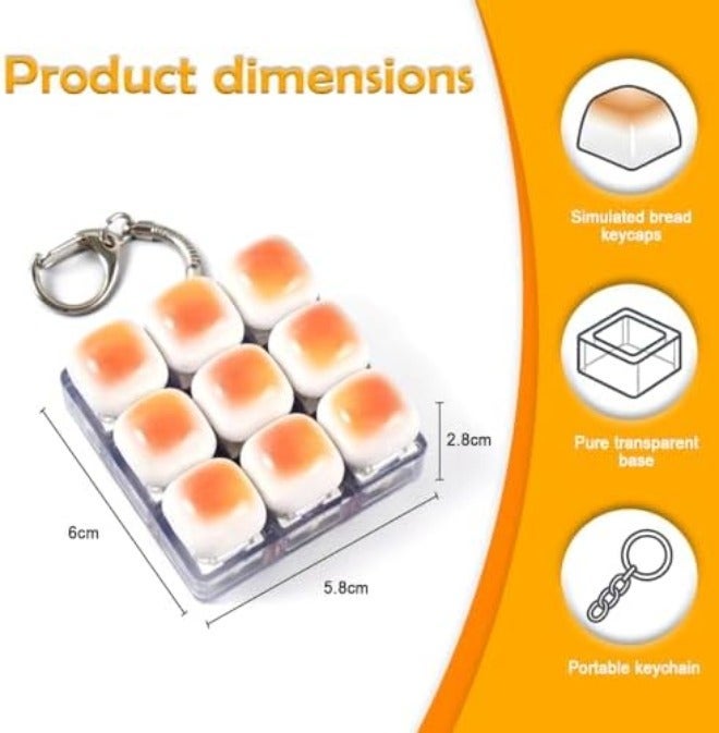 Caramel Bread Keyboard Fidget,Anxiety Relief Keyboard, Keyboard Clicker, Mechanical Switch Clicker with Crisp Sound,Stress Reduction, and Leisure Time (9-key  square) - Image 2