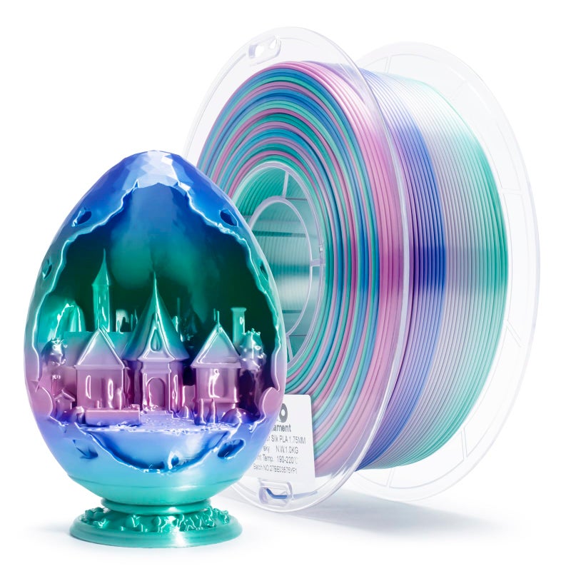 ZIRO Fast Color Change PLA 175mm Color Gradient Filament Glossy Rainbow PLA Filaments Fit Most 3D Printer Pen Shiny Surface 1KG22lbs Spool Aqua Sky Silk - Image 2