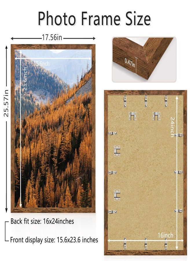Picrit 16x24 Picture Frame, Photo Frame for Wall Mounting Display, Brown - Image 3