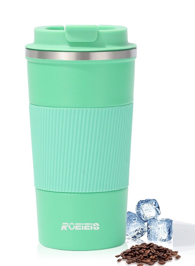 ROEIEIS Travel Mugs 510ml Insulated Coffee Cup with Leakproof Lid Reusable Double Walled Coffee Mug Stainless Steel Thermal Cup for Hot Cold Drinks - Image 1