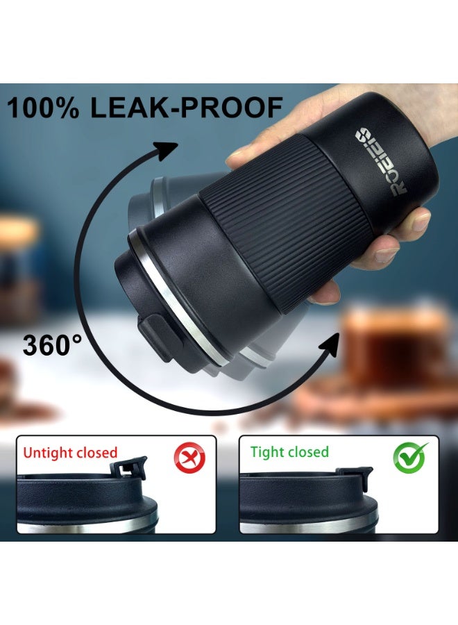 ROEIEIS Travel Mugs 510ml Insulated Coffee Cup with Leakproof Lid Reusable Double Walled Coffee Mug Stainless Steel Thermal Cup for Hot Cold Drinks - Image 3