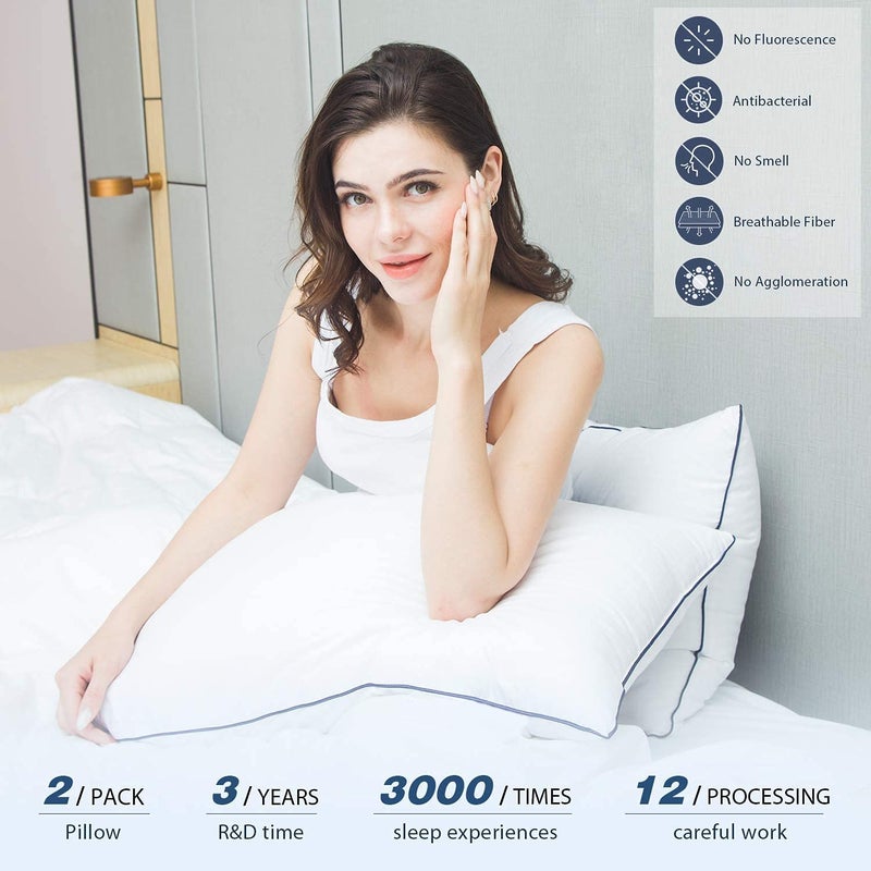habitat Habitat Rectangular 20x36 Inches Pillow, Set of 2, Bed Justus Pillows for Sleeping - Pillows King Size, Premium Hotel Quality 2 Pack (Pillow Insert) White  - Image 5