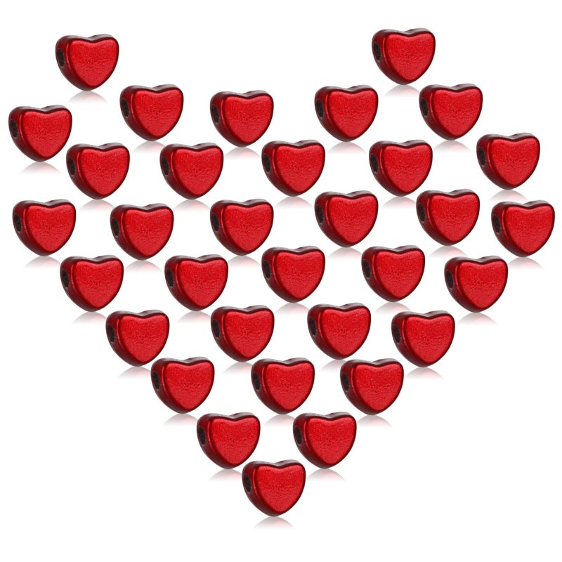 Whaline 600Pcs Heart Beads Red Love Heart Spacer Bead Valentines Day Acrylic Hearts Shape Bead with Elastic String for Valentines Day Jewelry Making DIY Craft Home Decoration