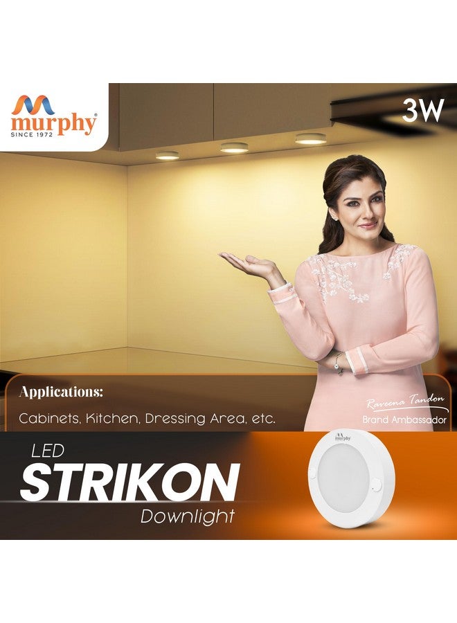 Murphy 3W Strikon Surface LED Light - Warm White | Flush Mount for Cabinets, Wardrobes & Closets - Pack of 1 - Image 5