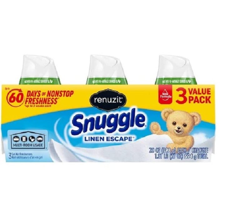 Renuzit Snuggle Solid Gel Air Freshener, Linen Escape Scent, 7 Oz, 12 Count - Image 1