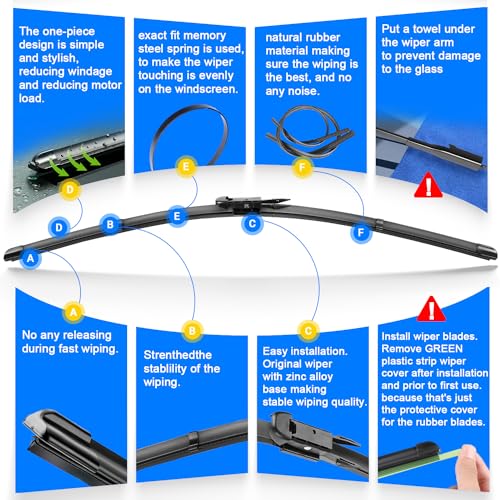 RAINTOK Windshield Wiper Blades Replacement for Ford Focus 2012 2013 2014 2015 2016 2017 2018 Original Factory Quality Front Rear Wipers Blade Set for My Car - 28" 28" 12" (Pack of 3) - Image 3