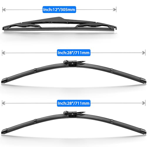 RAINTOK Windshield Wiper Blades Replacement for Ford Focus 2012 2013 2014 2015 2016 2017 2018 Original Factory Quality Front Rear Wipers Blade Set for My Car - 28" 28" 12" (Pack of 3) - Image 5