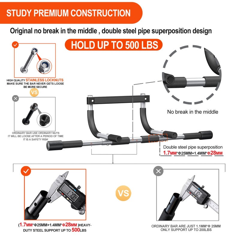 Ally Peaks Pull Up Bar for Doorway,Multiple Levels Width Adjustable Pull Up Bar Accurately Match Wide and Narrow doorframe,Indoor Chin-Up Bar Workout Bar,USA Original Patent - Image 3