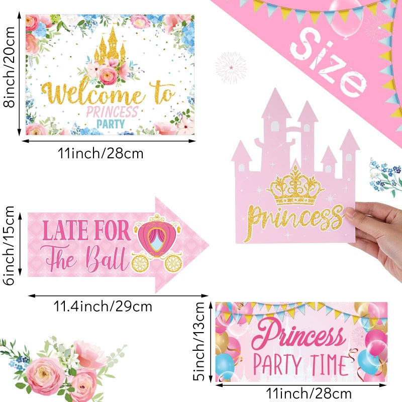 Epakh 20 Pcs Princess Birthday Party Decorations Princess Themed Paper Cutout Girly Pink Yard Welcome Signs Birthday Banners for Baby Shower Party Supplies Favors - Image 2