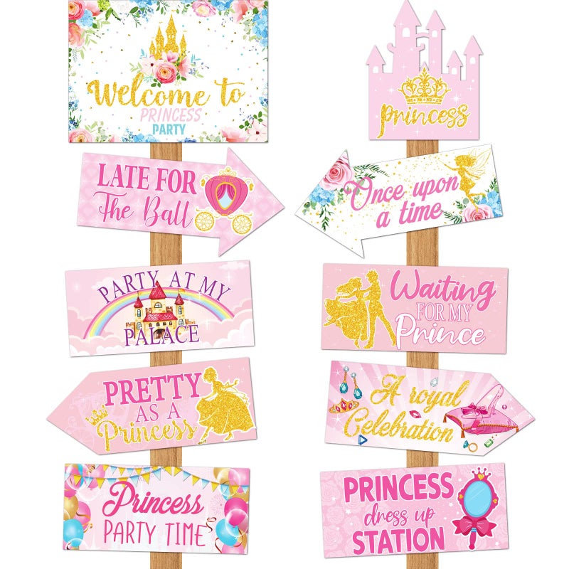 Epakh 20 Pcs Princess Birthday Party Decorations Princess Themed Paper Cutout Girly Pink Yard Welcome Signs Birthday Banners for Baby Shower Party Supplies Favors - Image 1