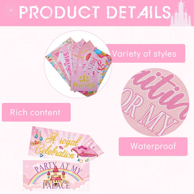 Epakh 20 Pcs Princess Birthday Party Decorations Princess Themed Paper Cutout Girly Pink Yard Welcome Signs Birthday Banners for Baby Shower Party Supplies Favors - Image 3