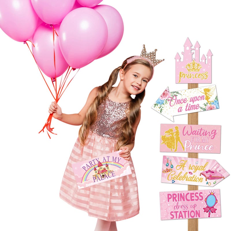 Epakh 20 Pcs Princess Birthday Party Decorations Princess Themed Paper Cutout Girly Pink Yard Welcome Signs Birthday Banners for Baby Shower Party Supplies Favors - Image 5