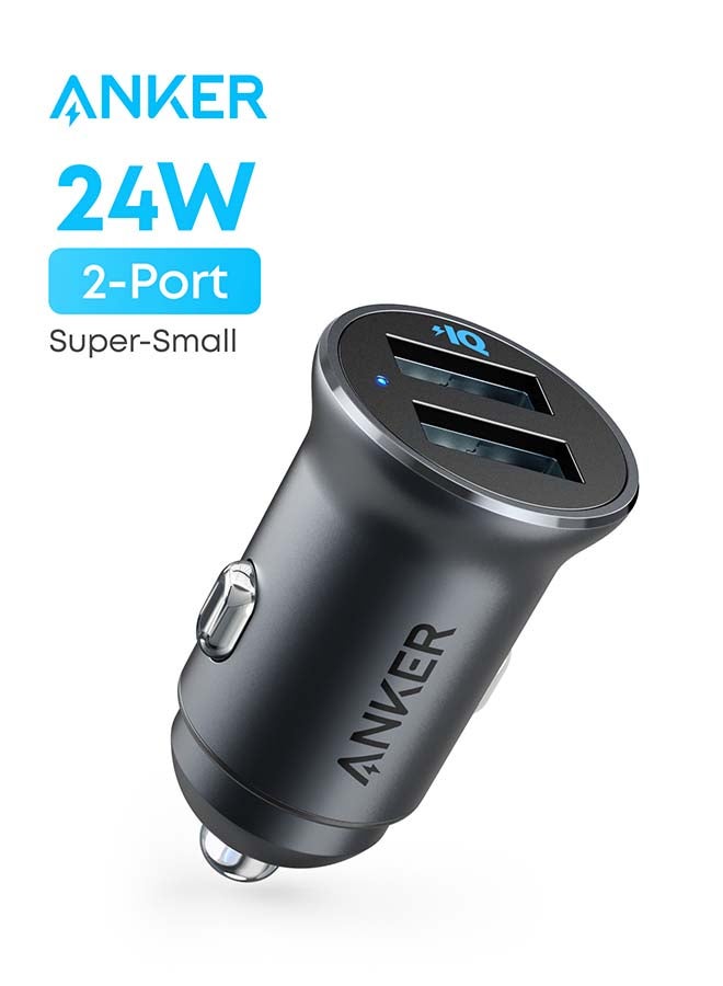 Anker Car Charger, Mini 24W 4.8A Metal Dual USB Car Charger, PowerDrive 2 Alloy Flush Fit Car Adapter with Blue LED, for iPhone 16/15/14/13/12, Samsung, Huawei, Xiaomi, Redmi, Vivo, Oppo and More - Image 1