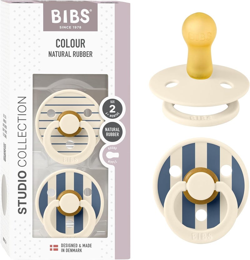 BIBS Studio Colour 2 Pack Natural Rubber Pacifiers - Image 1
