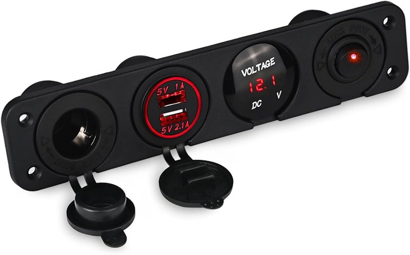 Wivplex 4 Hole Panel Base with Dual USB and Voltmeter - Image 1