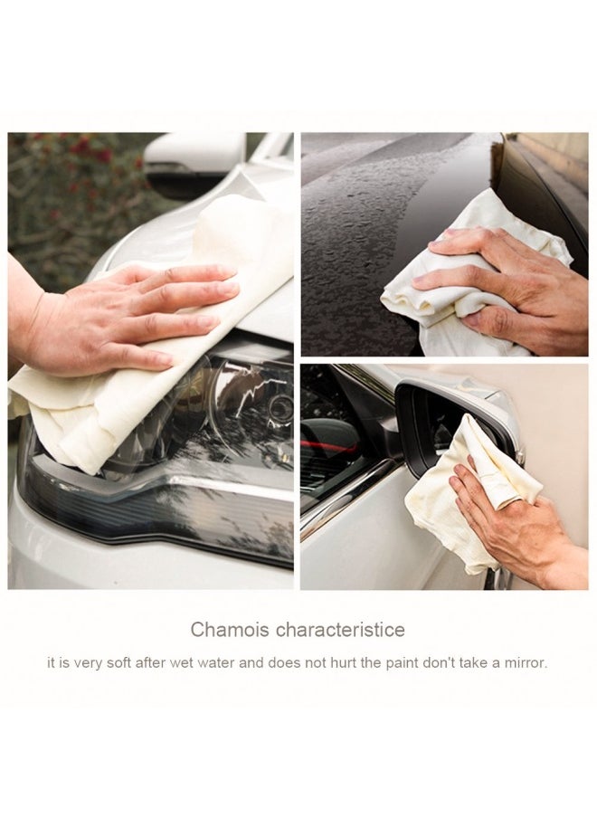 River Lake - 3 Pack Car Natural Chamois Cleaning Cloth Riverlake Genuine Deerskin Leather Auto Car Wash Drying Towel Super Absorbent 3 Available Sizes.L M S L M S 3In1 - Image 1