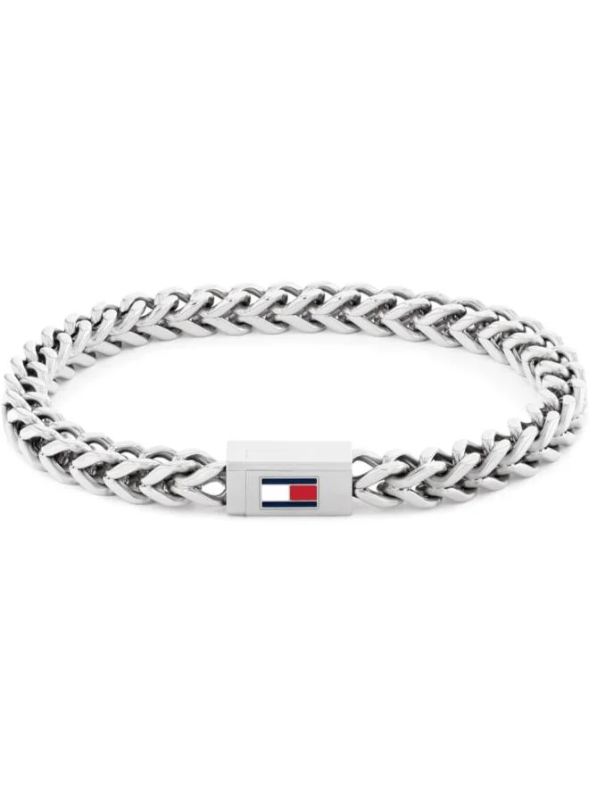 Chain Bracelet in Steel with the Iconic Tommy Hilfiger Flag
