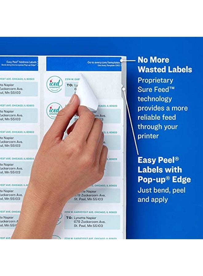 Avery Easy Peel Printable Address Labels with Sure Feed, 1" x 4", White, 500 Blank Mailing Labels (08161) - Image 2