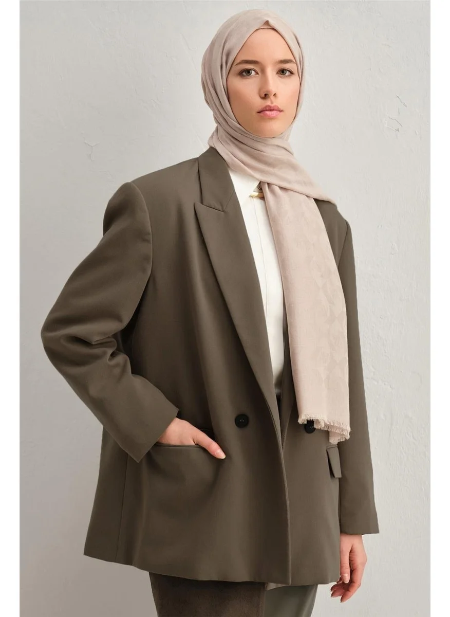 ARMINE Tencel Wool Monogram Pattern Shawl 05