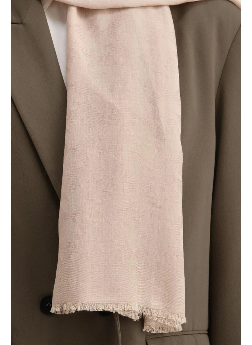 ARMINE Tencel Wool Monogram Pattern Shawl 05