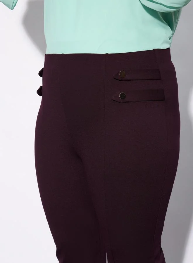 SASSAFRAS Plus Solid Bell Bottom Trouser with Button Detail by Styli