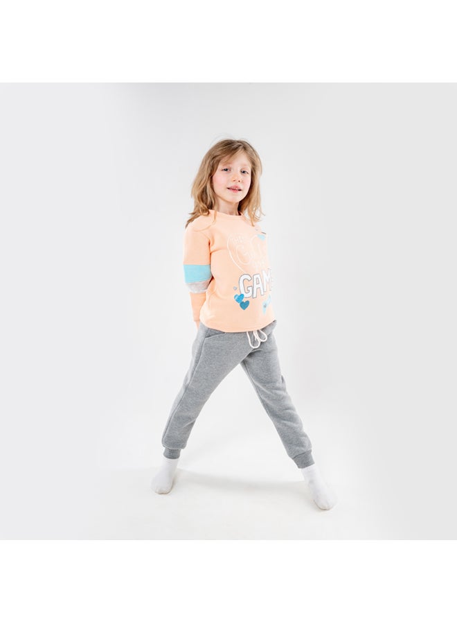 جوكي بيجاما شتوي بناتي مبطن فليس the Game بطبعة