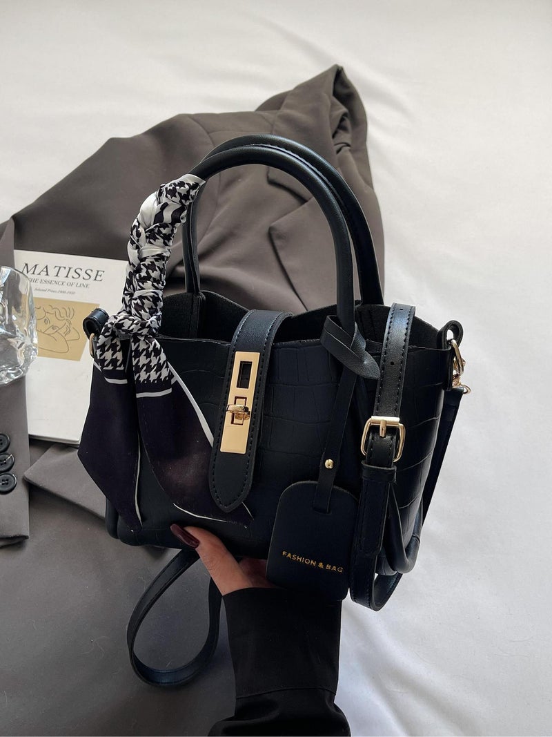 Crocodile Pattern High-End Handbag For Women Fashion Versatile Crossbody Bag Korean Style Bucket Bag - Image 3