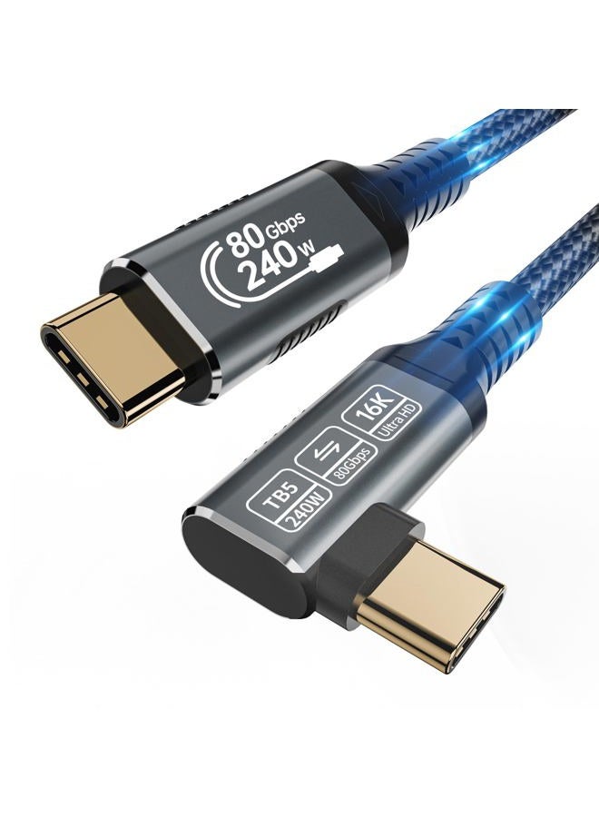 HOTUTUKI 240w 80gbps USB c Cable Compatible with Thunderbolt 5 Cable Right Angle 3.3ft, 90 Degree USB C Cable, 8K/16k 60Hz usbc Monitor Cable for Thunderbolt 4,USB c Video - Image 1