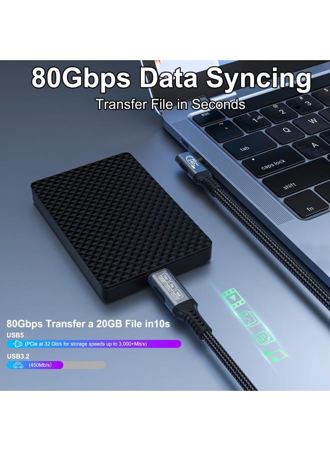 HOTUTUKI 240w 80gbps USB c Cable Compatible with Thunderbolt 5 Cable Right Angle 3.3ft, 90 Degree USB C Cable, 8K/16k 60Hz usbc Monitor Cable for Thunderbolt 4,USB c Video - Image 4