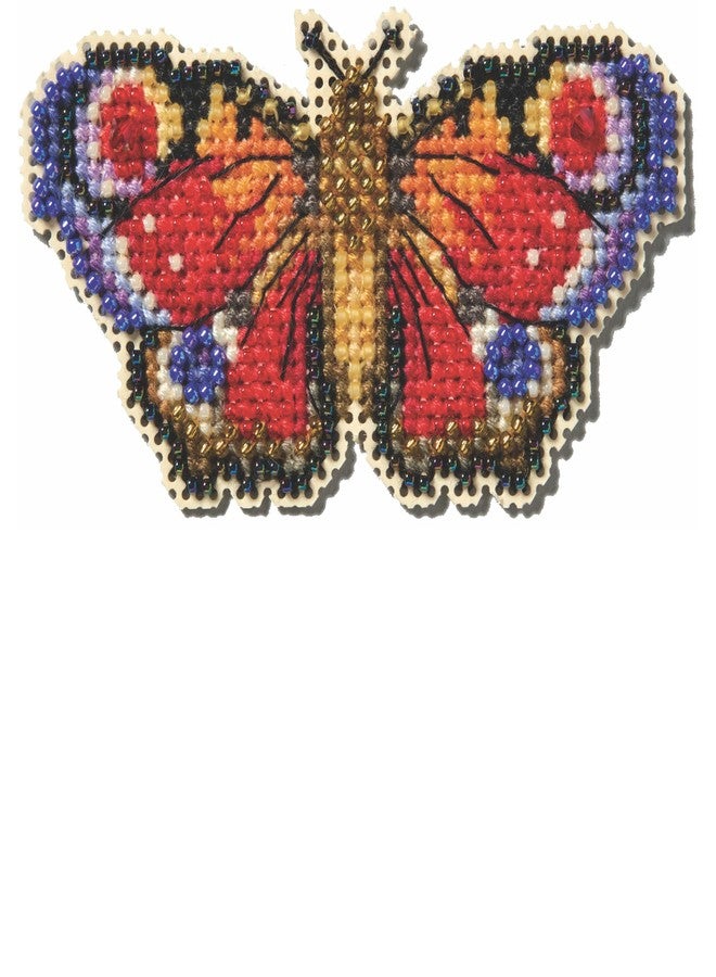 Mill Hill Peacock Butterfly Beaded Counted Cross Stitch Ornament Kit 2025 Spring Bouquet MH182512, 3.3 inches x 1.75 inches, Multi