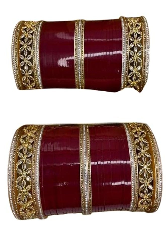 BANGLESKART مجموعة بانغلسكارت البنجابية، طقم أساور تشورا خفيف للعرائس، للاستخدام العادي، تصميم رائع، جودة بناء عالية، مصنوع بشكل جميل، لون عنابي داكن (2.6) - Image 2