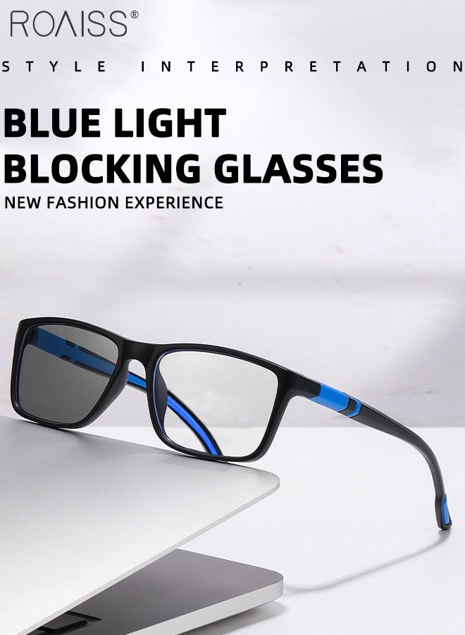 نظارات شمسية للرجال والنساء، مضادة للأشعة فوق البنفسجية والوهج، مزودة بفلتر للضوء الأزرق، نظارات كمبيوتر مستطيلة، مضادة للضوء، مضادة لإجهاد العين، نظارات صداع، أسود وأزرق