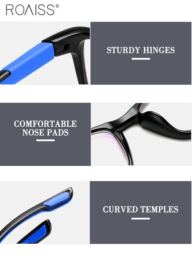 نظارات شمسية للرجال والنساء، مضادة للأشعة فوق البنفسجية والوهج، مزودة بفلتر للضوء الأزرق، نظارات كمبيوتر مستطيلة، مضادة للضوء، مضادة لإجهاد العين، نظارات صداع، أسود وأزرق