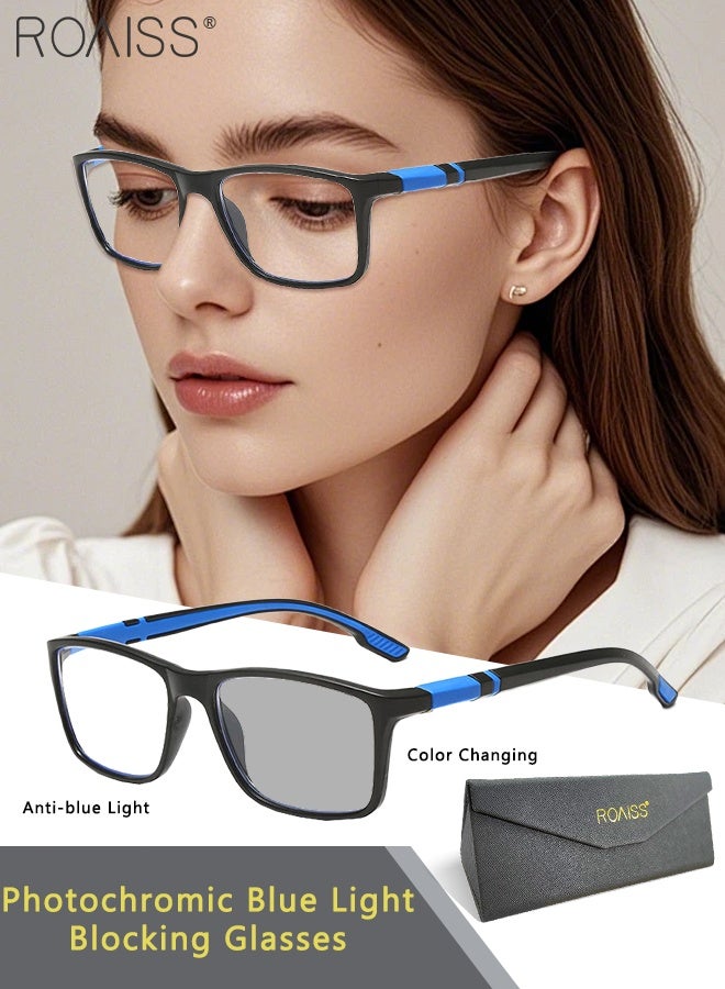 نظارات شمسية للرجال والنساء، مضادة للأشعة فوق البنفسجية والوهج، مزودة بفلتر للضوء الأزرق، نظارات كمبيوتر مستطيلة، مضادة للضوء، مضادة لإجهاد العين، نظارات صداع، أسود وأزرق