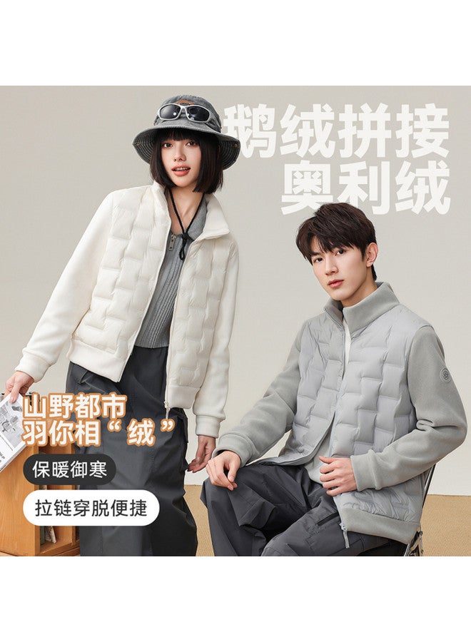 Flying in the snow Fashionable Goose Down Patchwork Couple-style Stand Collar Jacket, 2025 New Release, Versatile Daily Outdoor Men's And Women's Jacket - Image 3