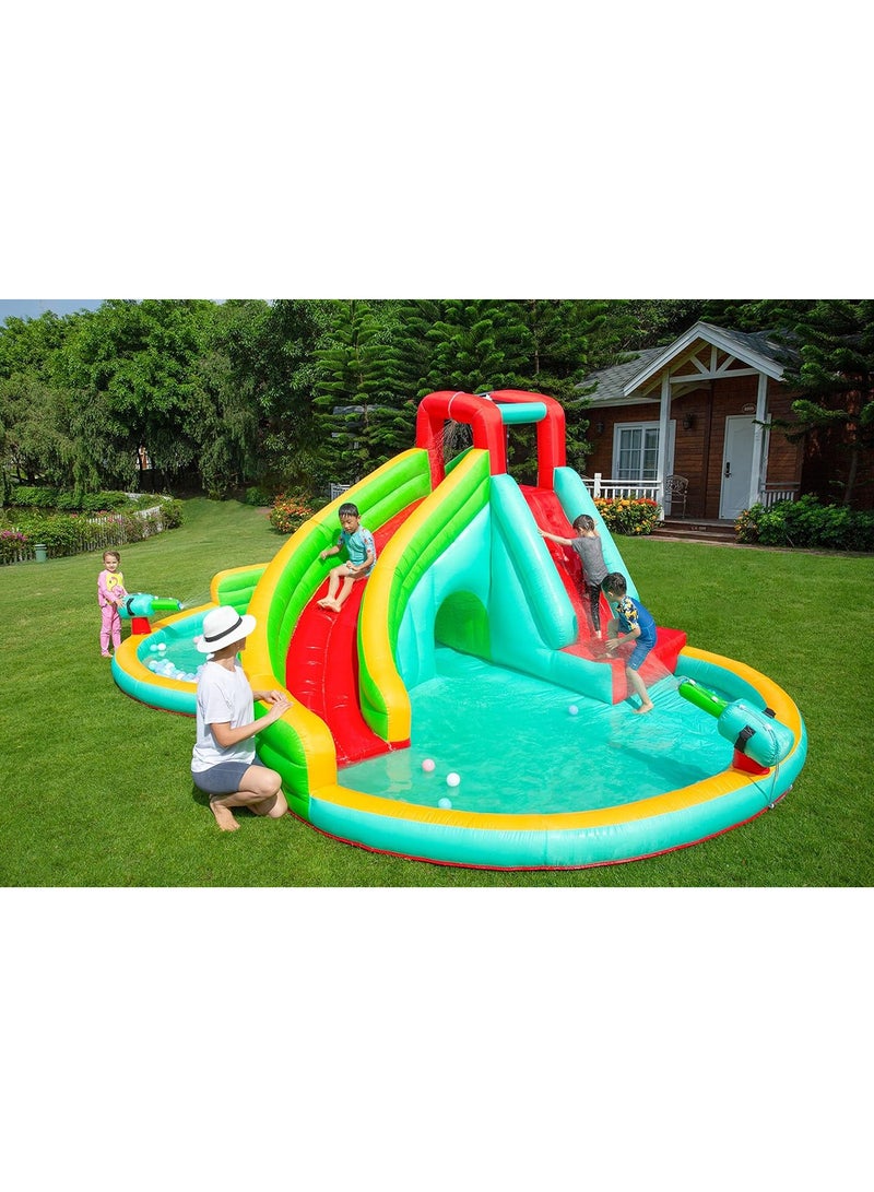 MONOGUE Inflatable Twin Water Slide for Kids Outdoor Double Splash Kids water slide with tunnel - Image 1